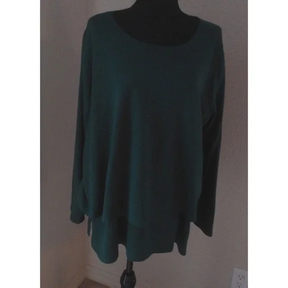 DG2 WOMENS SIZE 1X EMERALD GREEN SWEATER WITH LONG SLEEVES - Picture 2 of 4